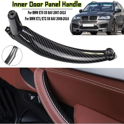Left Hand Drive LHD For BMW E70 E71 X5 X6 2007-2013 Carbon Fiber Black Car Interior Inner Door Handle Panel Pull Trim Cover