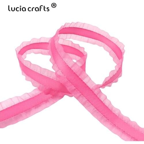 Lucia Crafts 5yards 25mm Lace Ribbons Grid Lace Fabric DIY Dress Garment Decorations P0403