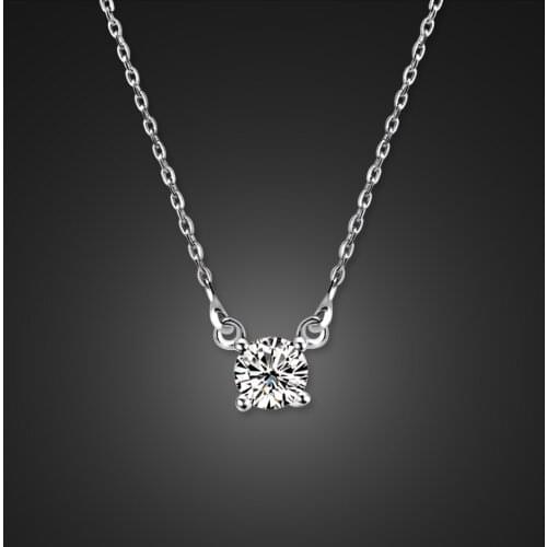 Genuine 100% 925 Sterling Silver Necklace Fine Silver Inlaid Zircon Pendant Chain charm Clavicle Necklace for Women Jewelry