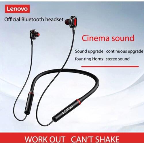 Lenovo Earphone 4-speaker Bluetooth5.0 Wireless Headset Neckband Earphones IPX5 Waterproof Sport Earbud with Noise Cancelling