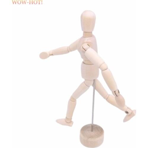 WOWHOT Cartoon Joint Wooden Figure Doll 30cm for Decoration,Lovely Jointed Mannequin Wood Dolls Collectible Toys Wooden Figures