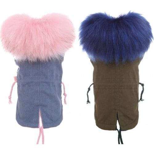 Winter Coat for Dogs Fleece Dog Parkas Teddy Warm Faux Fur Hood Overalls for Dogs