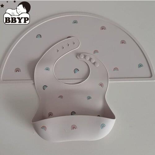 Rainbow Dina Placemat Kids Plate Mat Food Grade Silicone Table Pad Waterproof heat insulation Kitchen gadget Silicone Bibs Baby