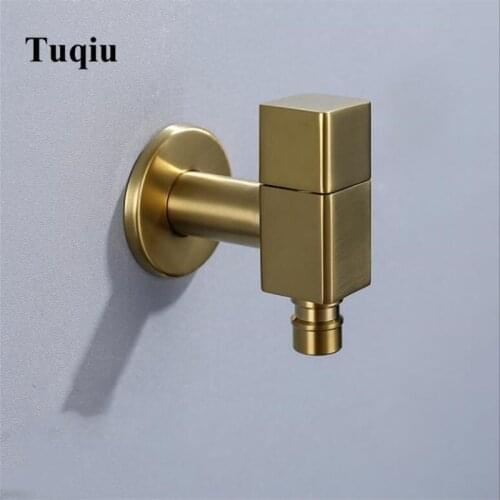 Brush gold Wall Mount Bibcock Brass Retro Tap Decorative Outdoor Garden Taps Washing Machine Mop Luxury Gold WC Faucet