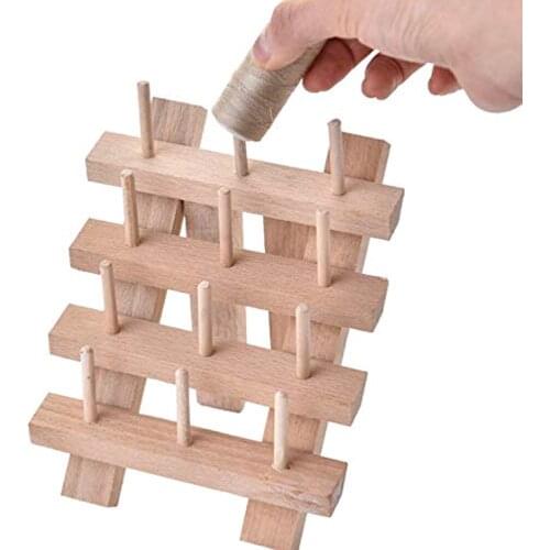 Foldable Wood Thread Stand Rack Holds Organizer Wall Mount 12 Spool Cone Embroidery Sewing Storage Holder For Handmade Goods