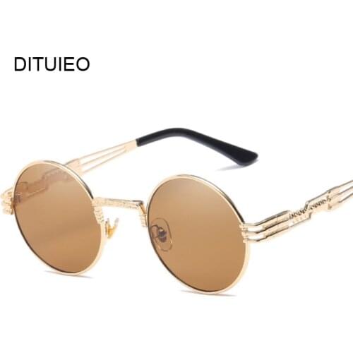 Metal Round Steampunk Sunglasses Men Women Fashion Glasses Brand Designer Retro Frame Vintage Sunglasses High Quality UV400