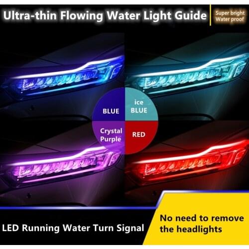 2pcs/set Start-Scan LED Car DRL Daytime Running Lights Auto Flowing Turn Signal Guide Thin Strip Lamp Styling Accessories