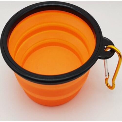 Spot portable pet folding bowl silicone dog bowl cat bowl pet feeder outdoor retractable dog basin can be customized