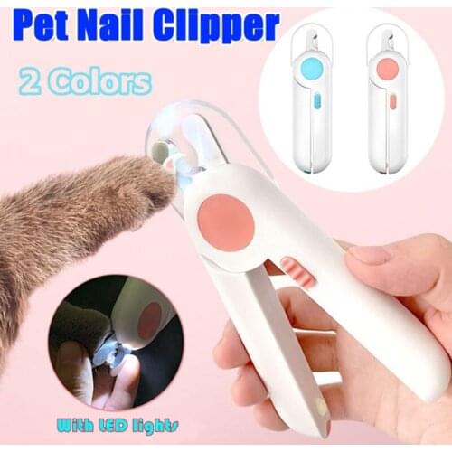 Useful 2 Colors Pet Nail Trimmer with Led Light Prevent Splash Dog Cat Nail Cilpper Pet File Pet Supplies