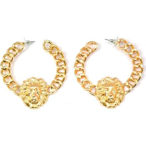 Big Hyperbole Lion Earrings for Women Statement Trendy Stud Earrings Korea Brand Gold Animal Earings Jewelry Z942