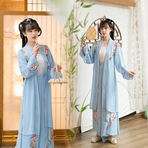 Womens summer dress Chinese style improved skirt pants daily body strap song pants embroidered classic three piece set