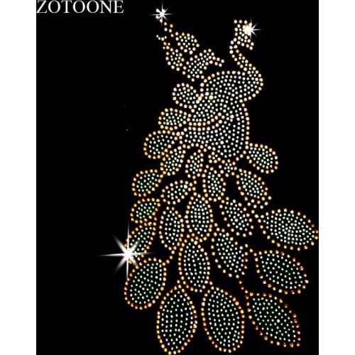 ZOTOONE Peacock Rhinestones Applique Clear Hotfix Iron on Rhinestone Stones for Clothes Decoration Strass Needlework Crystals E