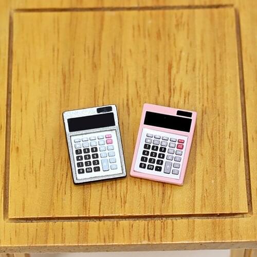 1Pcs 1/12 Dollhouse Miniature Accessories Mini Metal Electronic Calculator Simulation Furniture Computer Toys Doll House Decor
