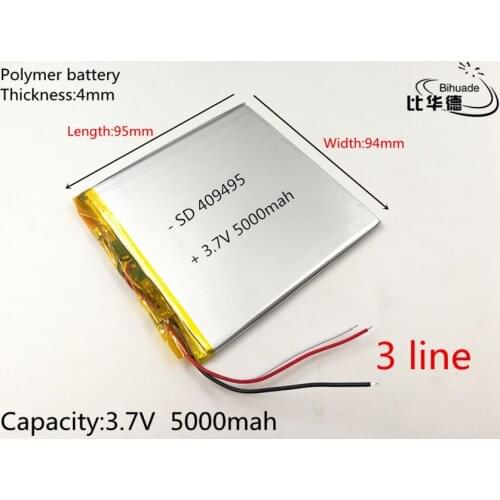 1pcs/lot 3 line 3.7V,5000mAH 409495 (polymer lithium ion battery) Li-ion battery for tablet pc 7 inch 8 inch 9inch