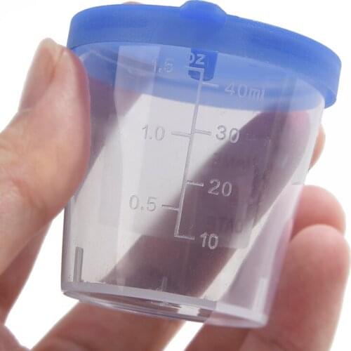 10 Pcs 40ML Blue Cap Plastic Cup Pill Case Container Specimen Cup Sample Bottle Pill Cup Organizer Health Care 3.5 X 4.8 Cm
