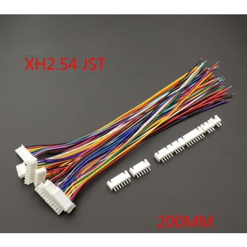 10 PCS XH 2.54 JST Connector Plug Wire Cable 20cm Long 26AWG 2/3/4/5/6/7/8/9/10/11/12P + XH 2.54 Connector plug Male connector