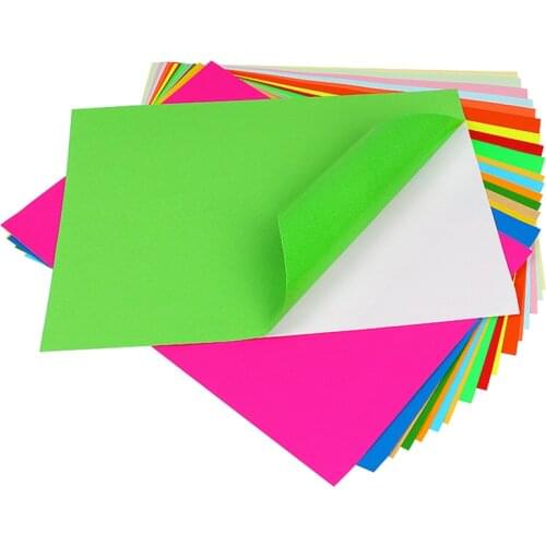 100sheets 21*29.7cm A4 Colorful Self-adhesive Paper DIY Scrapbooking Origami Craft Paper Wedding Party Decoration