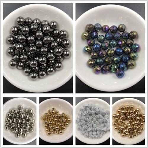 100Pcs 8mm Non-Porous Two Styles Three-Color Pearl Round Acrylic Imitation Pearl DIY Handmade Jewelry Sewing Decorative Nails
