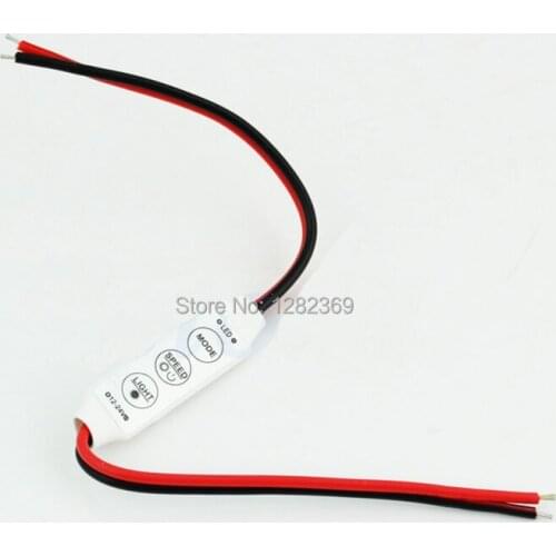 100pcs/lot DC 12-24V Mini 3 Keys Single Color LED Controller for Color Brightness On/OFF 3528 5050 RGB Strip Light Dimmer Switch