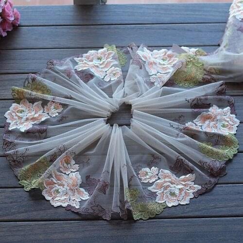 2 Yards Lace Trim Big Peony Flower Embroidered Scalloped Tulle Lace 8.66 Inches Wide High Quality