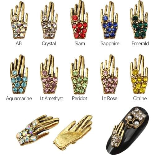20/50pcs Retro Gold Hand Shape 3D Nail Art Decorations,Alloy Nail Charms,Nails Rhinestones Nail Supplies