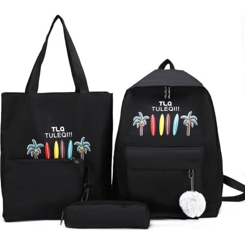 4Pcs/set Women School Backpacks Schoolbag For Teenagers Girls Student Book Bag Kid Mochilas Sac A Dos