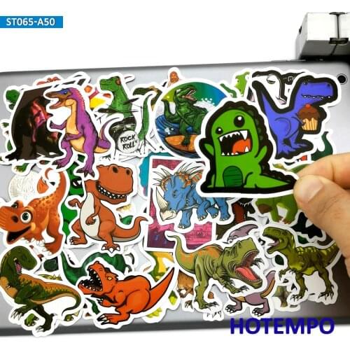 50pcs Cute Dino Anime Dinosaurs Stickers Toy for Children Kids Gift Scrapbooking Stationery Mobile Phone Laptop Cartoon Stickers