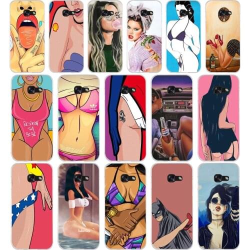 102AA hot flirt sexy girl Soft Silicone Tpu Cover phone Case for Samsung A3 A5 A7 A8 2016 2017 2018 A50