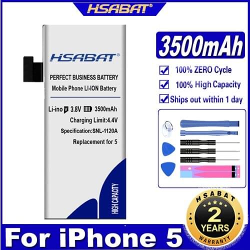HSABAT High Capacity Battery Use for iPhone 5 for iphone 5S 5C 6 6S 7 free tools+Sticker