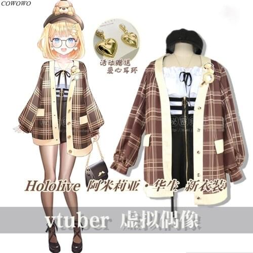 Anime! Vtuber Watson Amelia Game Suit Lovely Uniform Cosplay Costume Halloween Carnival Party Outfit Dailydress Women 2021 NEW
