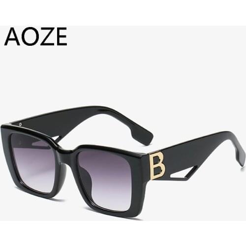 AOZE 2021 Vintage Gradient Sunglasses Square Brand Designer Eyeglasses Women Luxury Mirror Retro High Quality Female Oculos