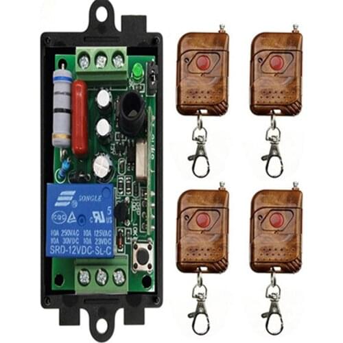 Wireless RF Remote Control Light Switch 10A Relay Output Radio AC 220V 1 CH Channel 1CH Receiver Module +Transmitter