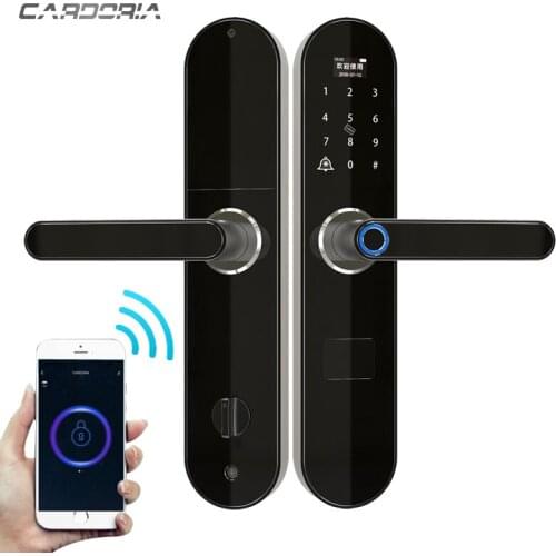 Fingerprint Lock Smart Card Digital Code Electronic Door Lock Home Security Support APP Remotely Control Front Rear Panel Lock
