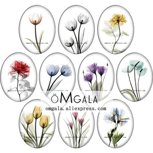 Beautiful Spring Rose Crocus Flowers Art Painting 13x18mm/18x25mm/30x40mm Oval photo glass cabochon flat back Making findings