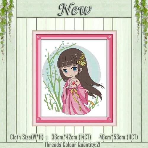 Girls from respectable families painting counted printed on the canvas DMC 11CT 14CT kits Cross Stitch embroidery needlework Set