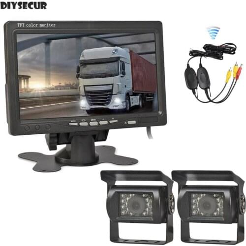 DIYSECUR Wireless 7inch Rear View Car Monitor HD Waterproof CCD Car Camera for Buses Trucks Heavy Equipent Vehicles