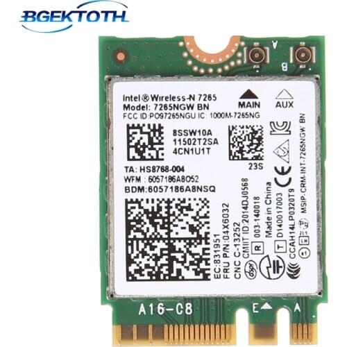 For Intel Wireless-N 7265 7265NGW BN Dual Band 2x2 Wi-Fi Bluetooth 4.0 WiFi Card APR-19