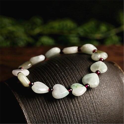Natural Stone Charm Bracelets Heart Shape Jades String Braided Strand Bracelets Friendship Wrap Bracelet Femme Women Jewelry