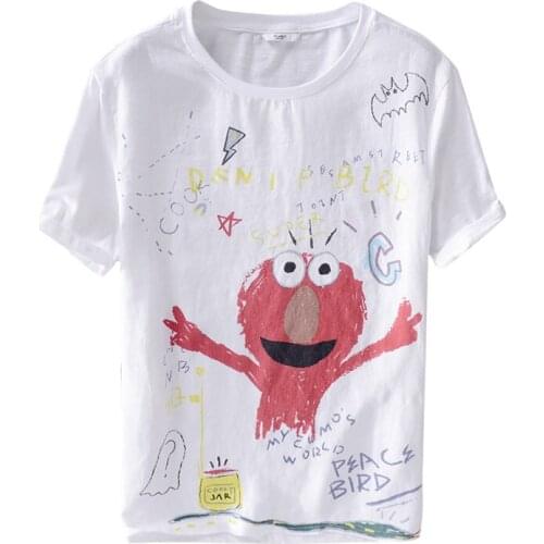 T Shirt Men 2019 Summer Short Sleeve Cotton Linen Casual T Shirts For Men Printing Tees Asian Size M-XXXL Y135