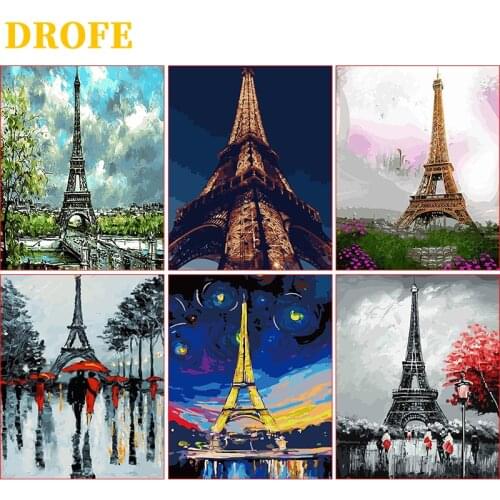 DROFE Frameless City Landscape DIY Painting By Numbers Paris Art Handpainted Oil Painting For Home Decor 40x50cm Art Unique gift