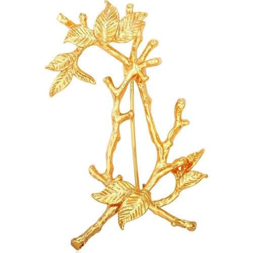 Classic Branch of Tree Shape Brooches For Women Men Jewelry yellow Gold/Silver Color Brooches Unisex Wholesale Jewelry YB301
