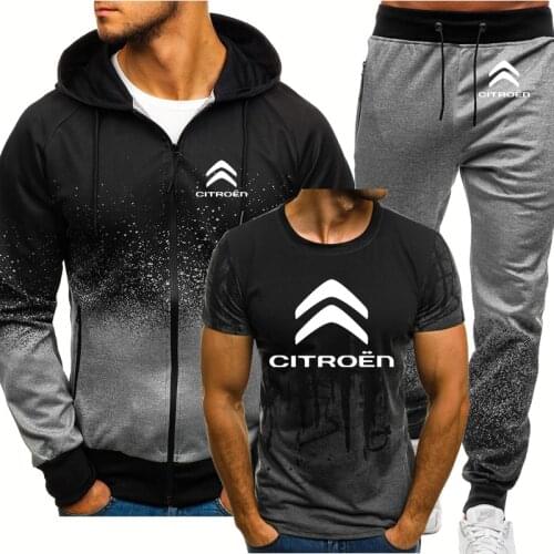 Spring Autumn Mens suits Citroen Car Logo Printing Cotton Casual High Quality Mens sweatshirt+sweatpants 3-piece set