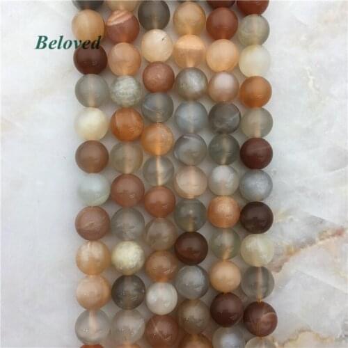 Round Smooth Mixed Color Moonstone Loose Beads, Natural Sunstone Gems Strand Beads For Jewelry Making, BG18083