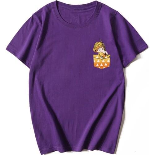 Summer Cartoon Anime Demon Slayer T Shirt Custom logo T-Shirt Women Men Harajuku Short Sleeve Agatsuma Zenitsu Top Dropshipping