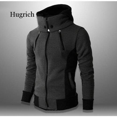 2020 Mens Hoodies Streetwear Fleece Turtleneck Sweatshirts Men Outwear Zipper Hooded Hoodie Male Hip Hop Casual Mens Clothing