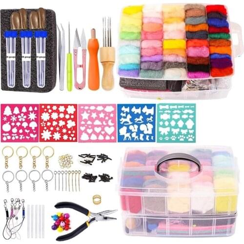 Imzay Needle Felting Kit Felting Supplies Needle Wool Felting Starter Kit Needle Felting Tool Wool Roving Handcraft Kit with Box