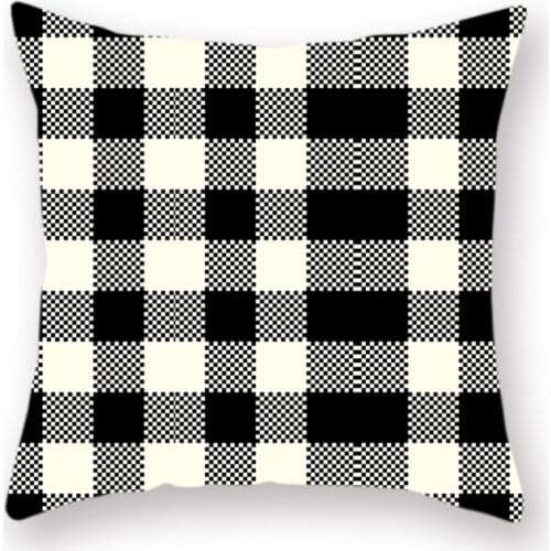 New Simple Double-sided Peach Skin Printing Cushion Cover Christmas Pillowcase Plaid Sofa Bed Home Decoration Pillow Case