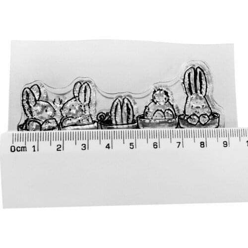 Easter Bunny Potted Plant Silicone Clear Seal Stamp DIY Scrapbooking Embossing 203C