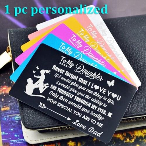 Personalized Metal Wallet Card Insert Custom Laser Engraved Message Card Romantic Gift Hand Writting Love Greeting Card KP054