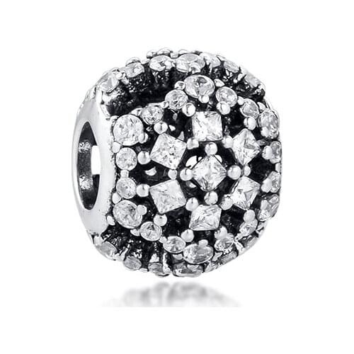 Fits for Pandora Charms Bracelets 100% 925 Sterling-Silver-Jewelry Snow Flurry Bear Beads with Clear CZ Free Shipping